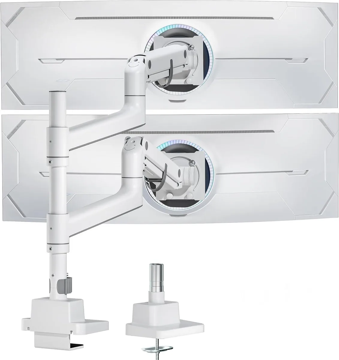 BFKK BFKK Dual Monitor Arm 57" 59.4 lbs Vertical Stack White — صورة المنتج