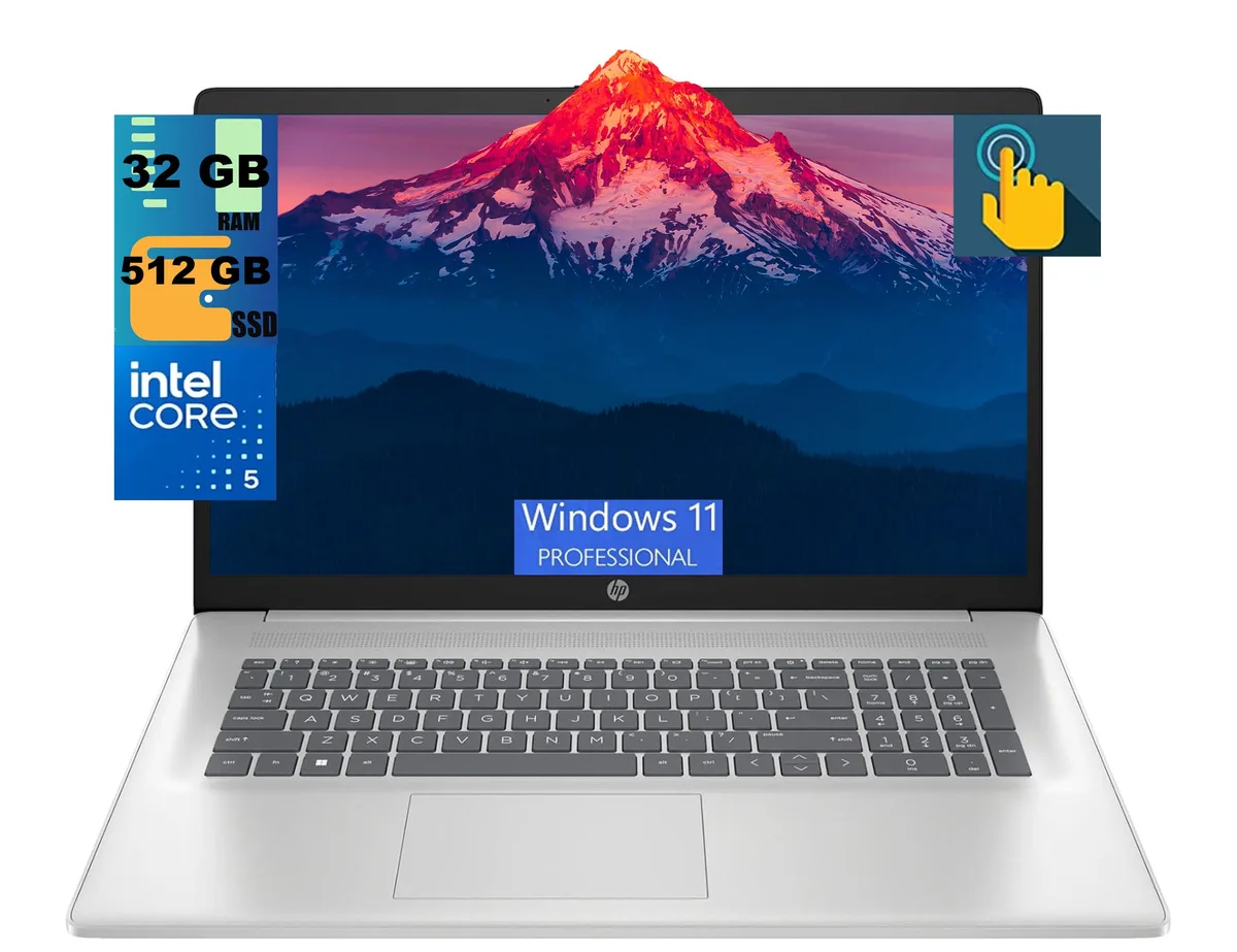 HP HP 17 laptop Intel Core 5 120U 10-core 32GB 512GB 17.3" HD+ touchscreen — product photo