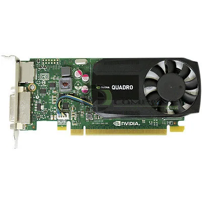 Low-profile single-slot graphics card with black shroud, one DisplayPort and one DVI output