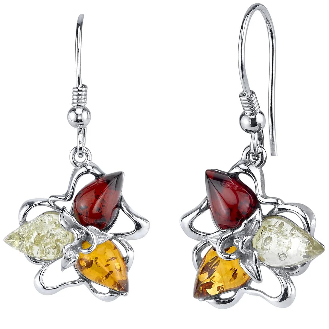 Oravo Oravo Baltic Amber Star Leaf Earrings 925 Silver 3.50 g 6 pcs — product photo