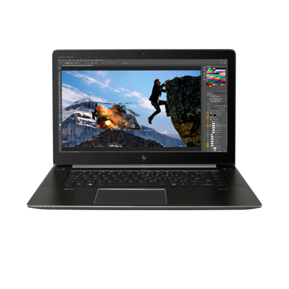 Silver aluminium laptop with 15.6 inch touch display, 18 mm thin