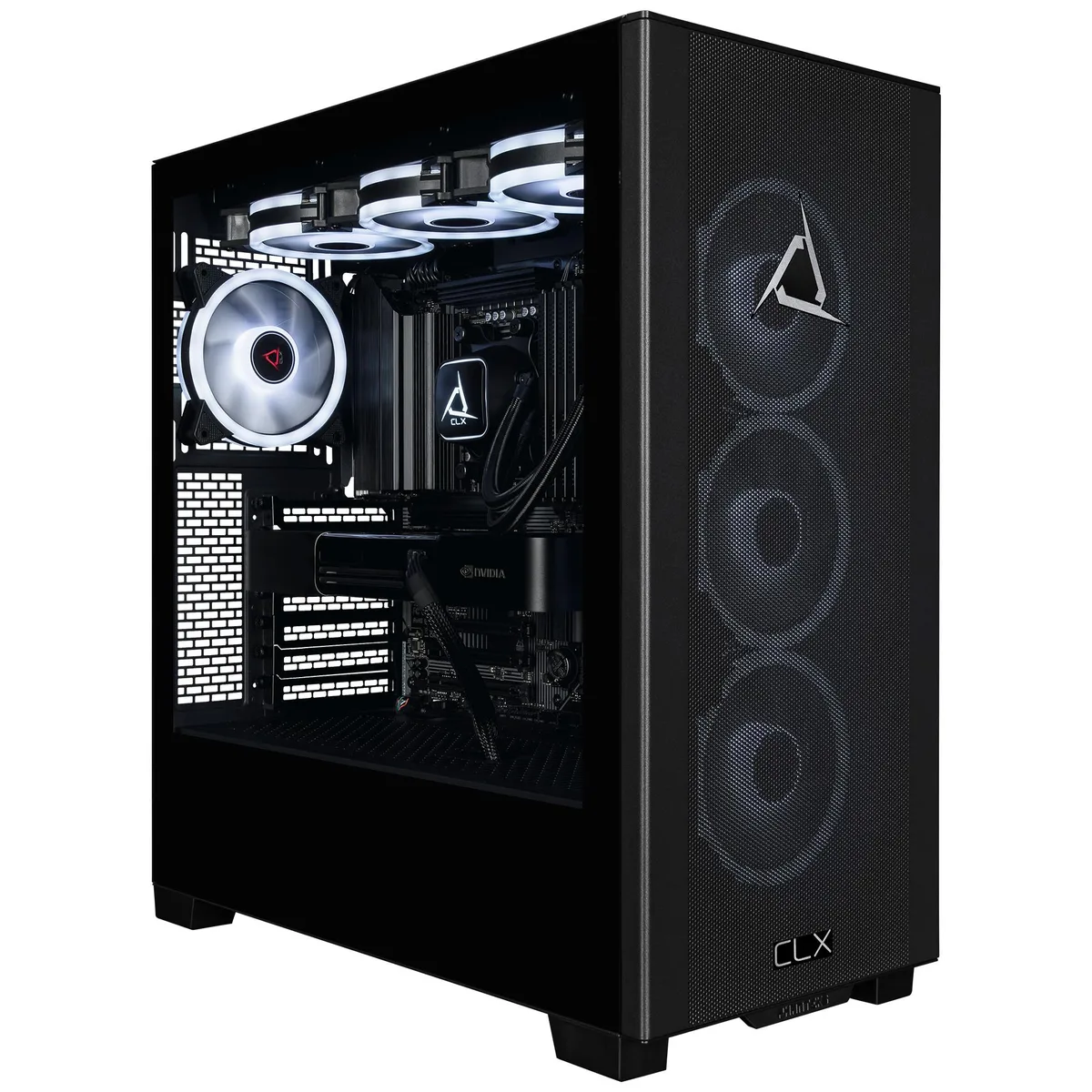 Black mid-tower workstation, liquid-cooled CPU, RTX Pro 6000 graphics