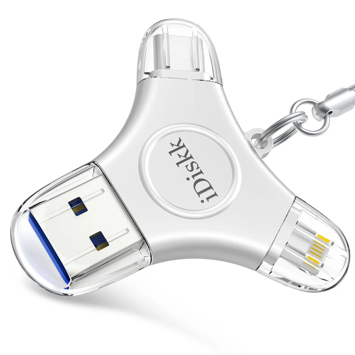 iDiskk iDiskk 3-in-1 USB 3.0 Flash Drive 128GB Silver — 商品写真
