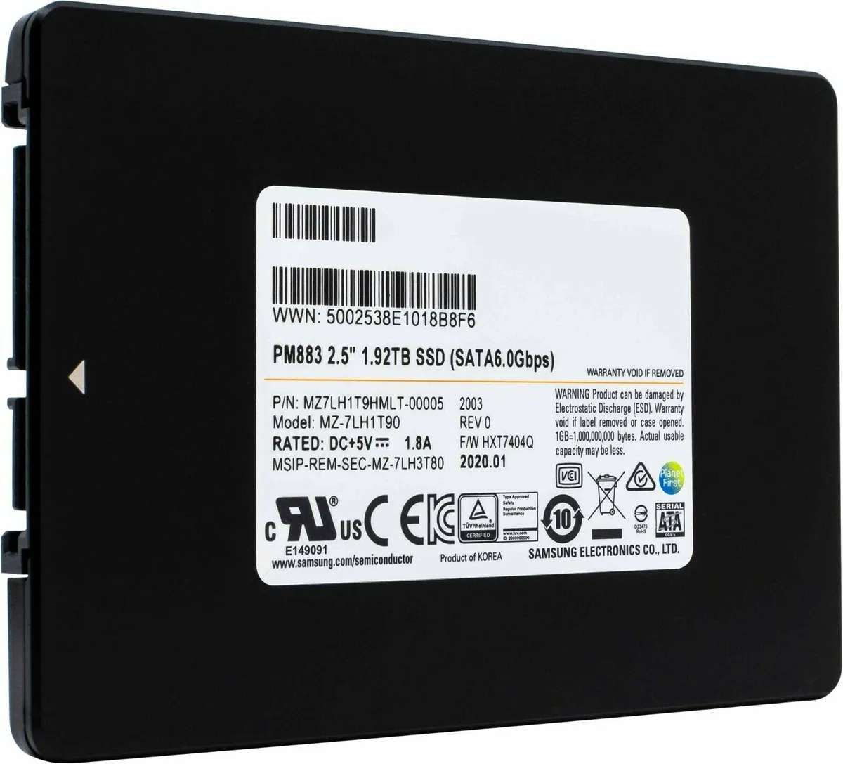 SAMSUNG SAMSUNG MZ7LH1T9HMLT-00005 PM883 1.92TB SATA internal SSD — toote foto