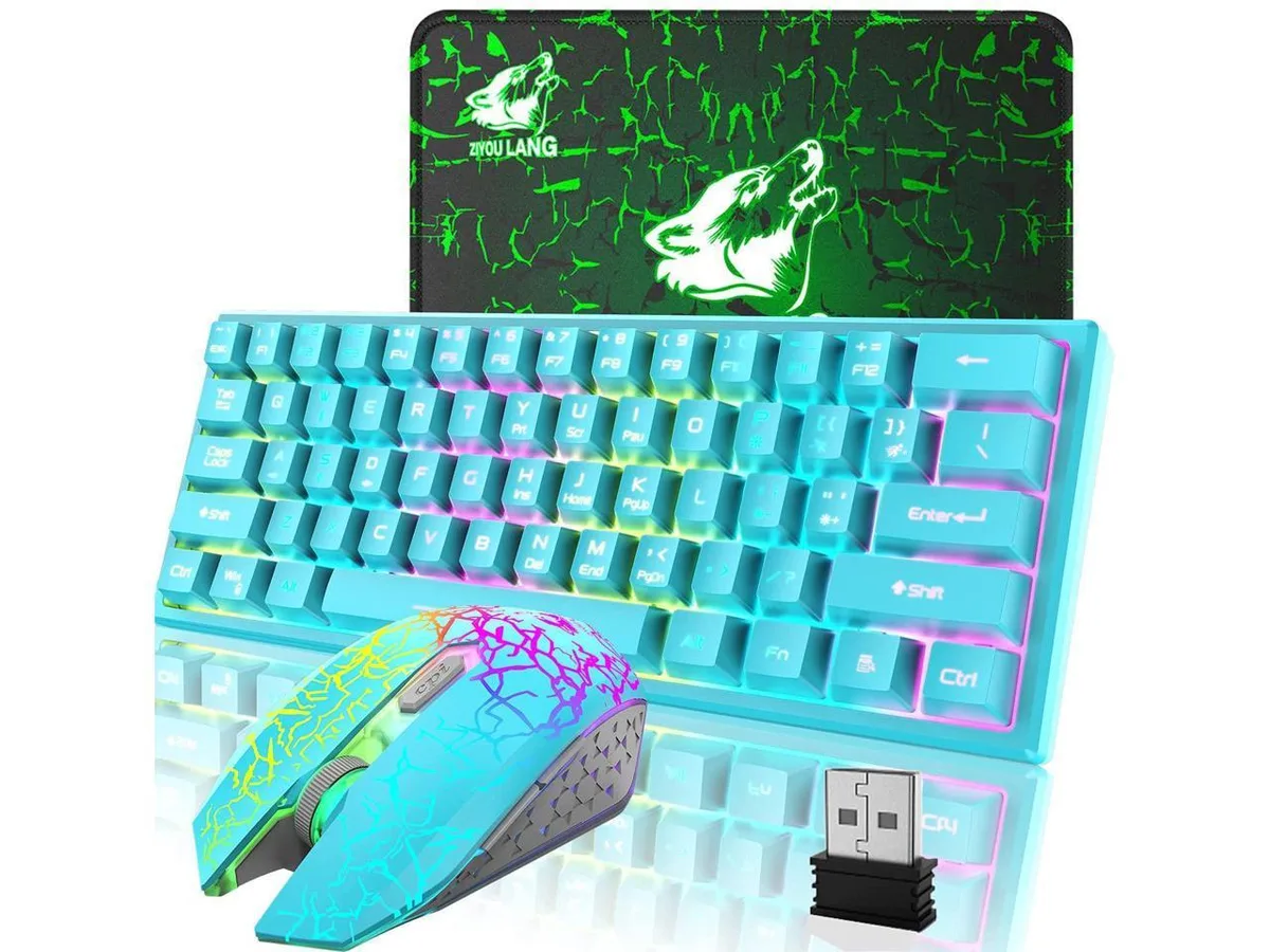KEHIPI KEHIPI 61 Key Wireless Gaming Keyboard and Mouse Combo Blue — fotografia produktu