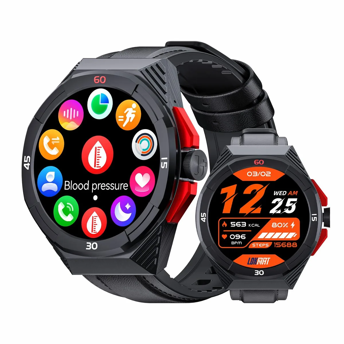 LOKMAT LOKMAT COMET 2 PRO Smart Watch Black 1.46" 360x360 IP68 Bluetooth 5.0 — tuotekuva