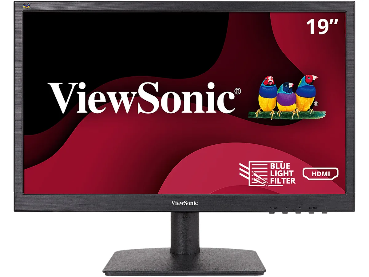 Black 19 inch flat monitor with HDMI and VGA ports