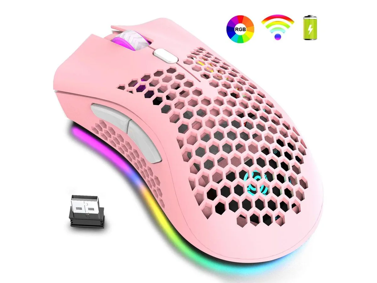KEHIPI KEHIPI Wireless Gaming Mouse Pink 93g 1600 DPI 2.4 GHz — photo du produit