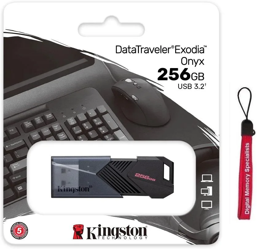 Kingston Technology Corp. Kingston DataTraveler Exodia Onyx 256GB USB 3.2 Gen 1 Flash Drive with Lanyard — produktbild