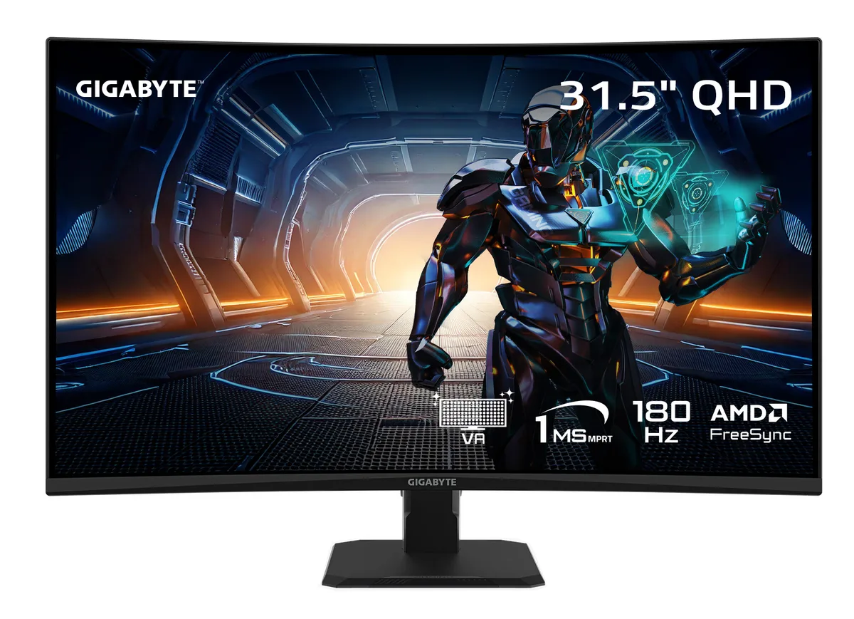 31.5 inch curved black VA monitor on tilt stand