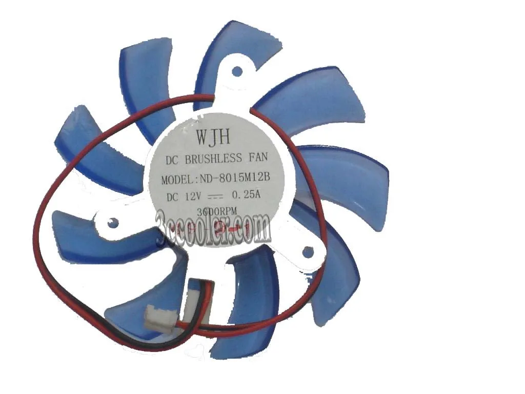Frameless two-tone VGA cooling fan with two-pin power connector