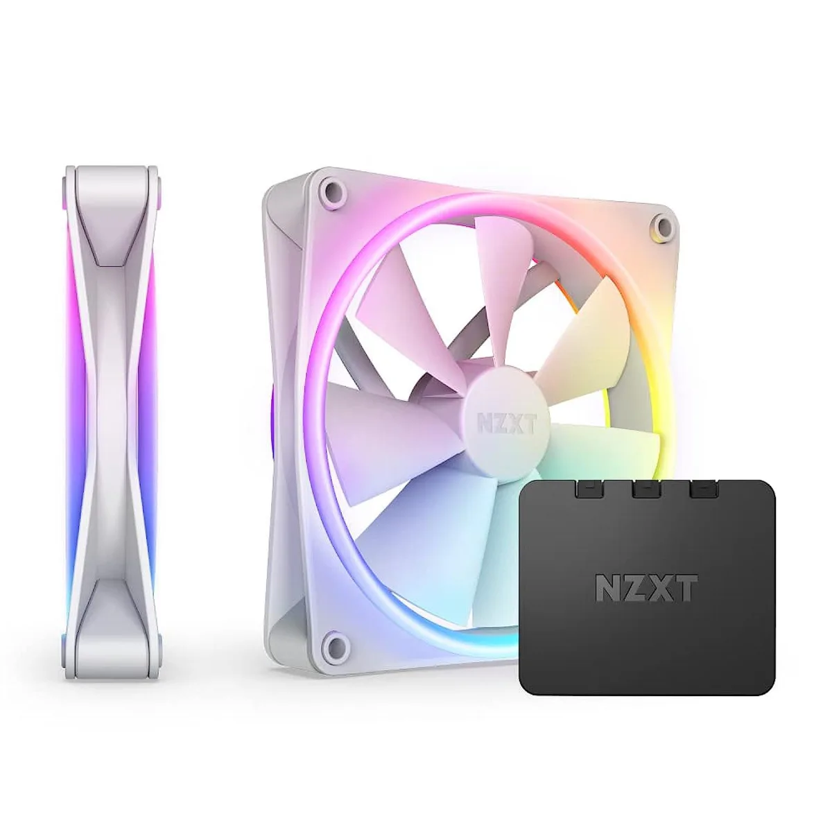 NZXT NZXT RF-D14DF-W1 140mm dual-sided RGB case fan twin pack white — foto produk