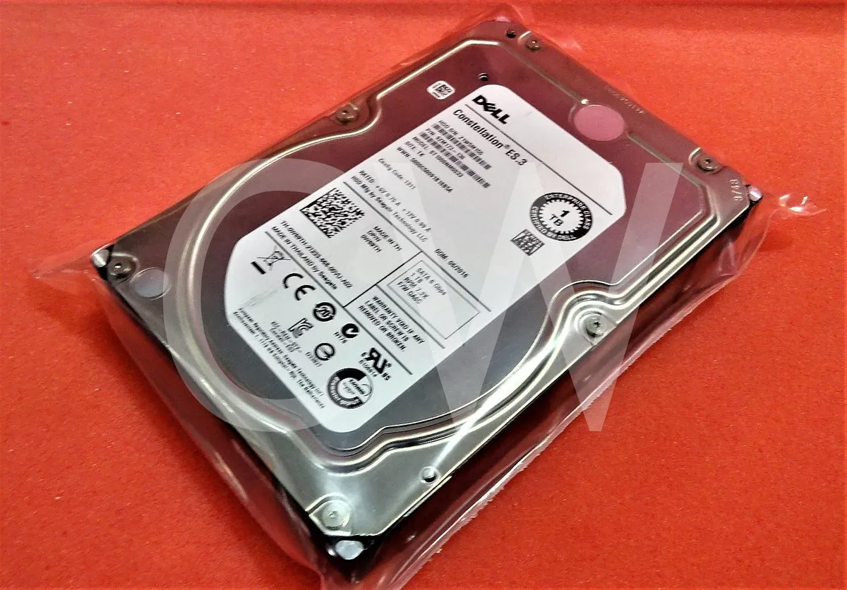 Silver 3.5 inch SATA hard drive with circuit board visible