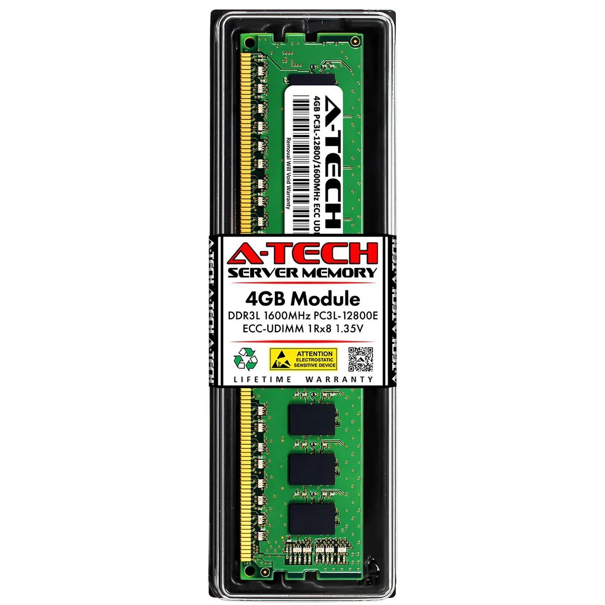 A-Tech A-Tech 4GB DDR3L 1600 ECC UDIMM 1Rx8 1.35V Server RAM — photo du produit