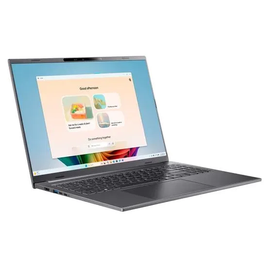 Steel Gray 16 inch touchscreen laptop with matte finish and slim profile
