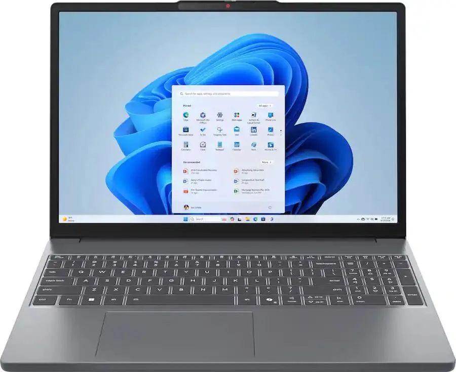 Grey 15.3 inch touchscreen laptop with slim profile
