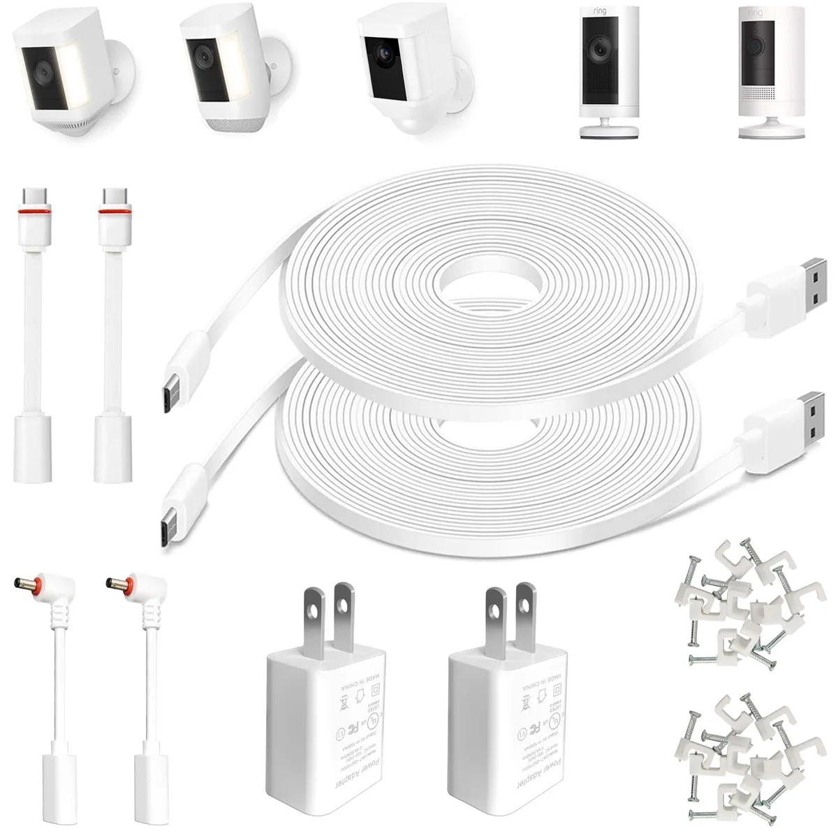 AYIIFEI 26FT Power Extension Cord for Ring & Arlo, 2 Pack — fotografia produktu