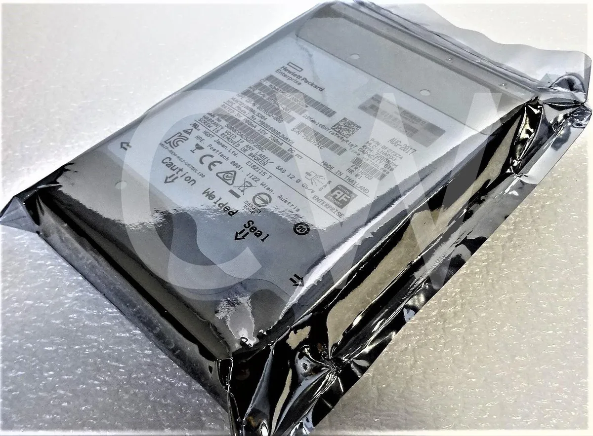 Silver 3.5 inch SAS hard drive with green circuit board visible
