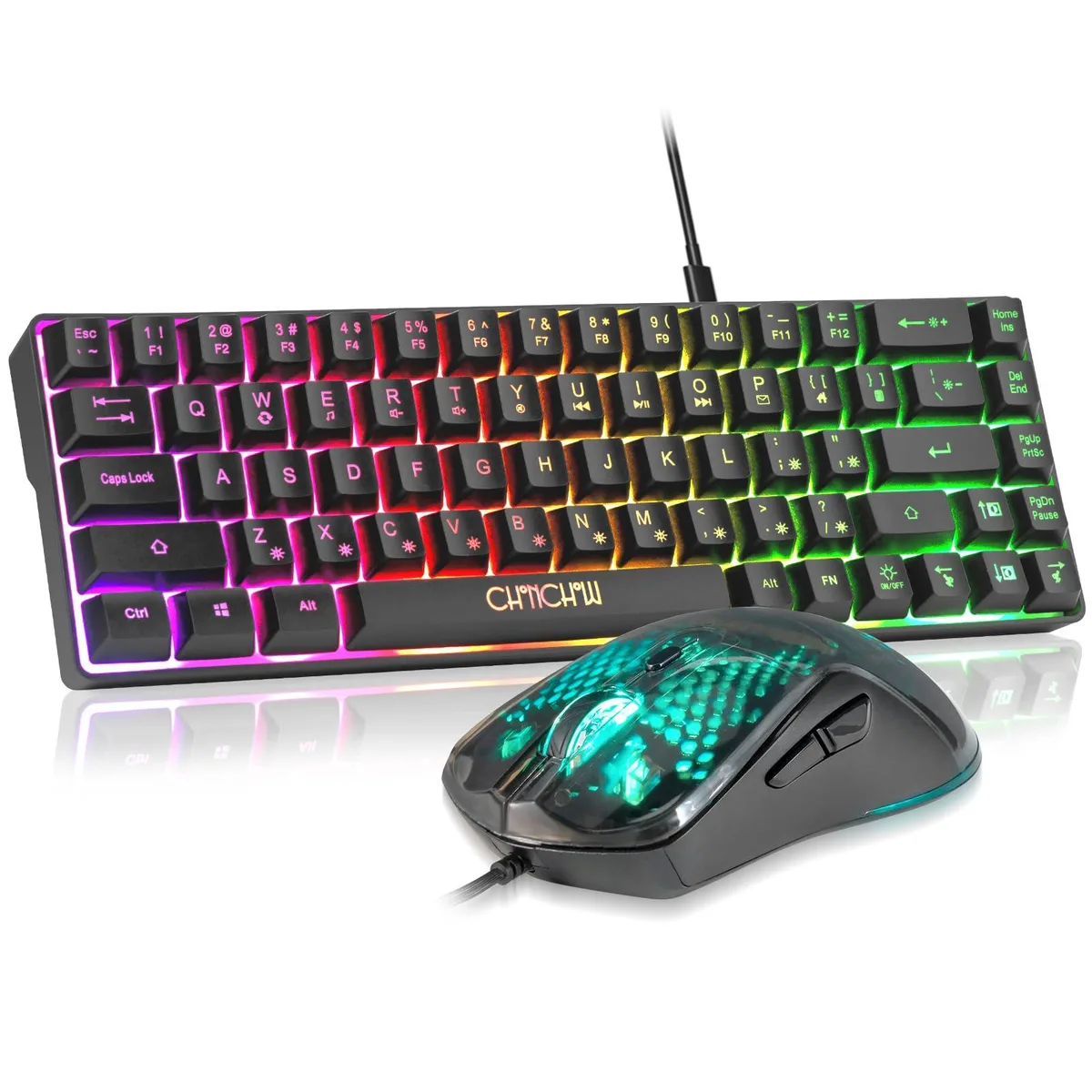 CHONCHOW G32c 60% Gaming Keyboard and Mouse Combo, 68 Keys, USB, Black — 商品写真