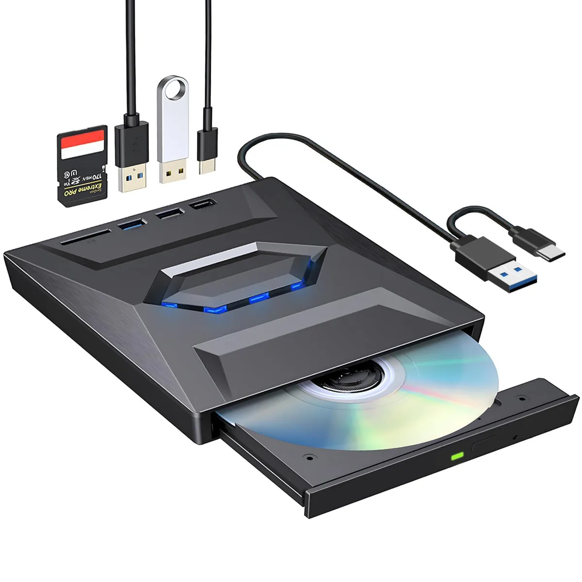 KEHIPI KEHIPI B21-Y 6-in-1 Duplicator USB 3.0 &amp; USB-C Jet Black — תמונת המוצר
