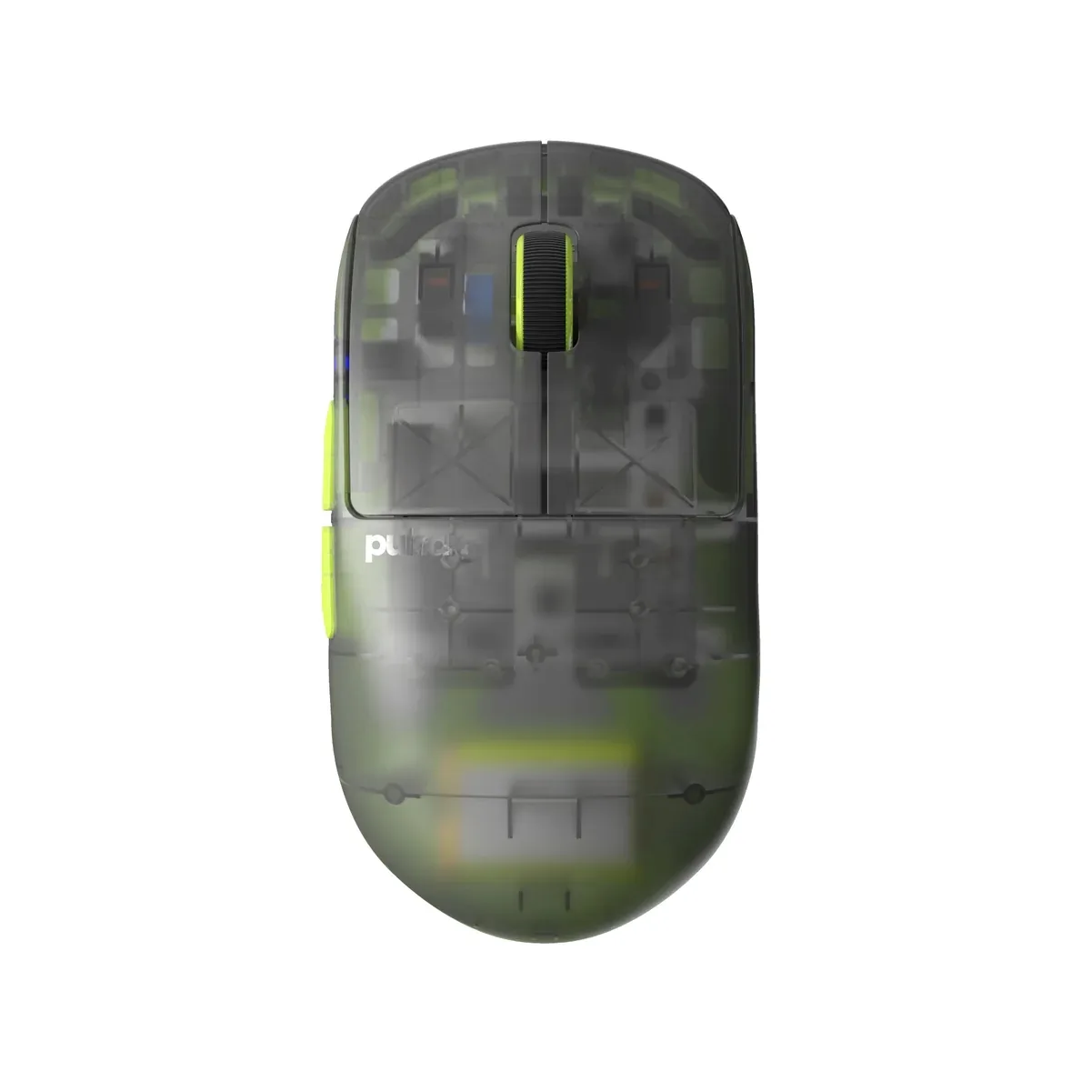 Acidic green ultralight gaming mouse with high hump and symmetrical shape
