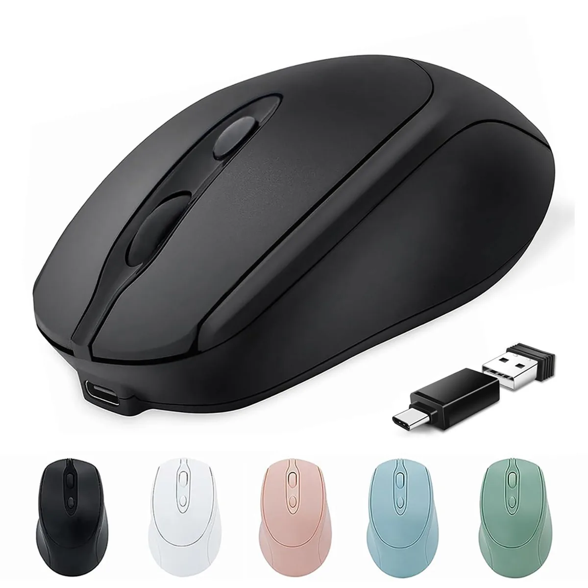 Black right-handed gaming mouse with frosted finish, 16 buttons, touch scroll, arc shape, Bluetooth 5.2