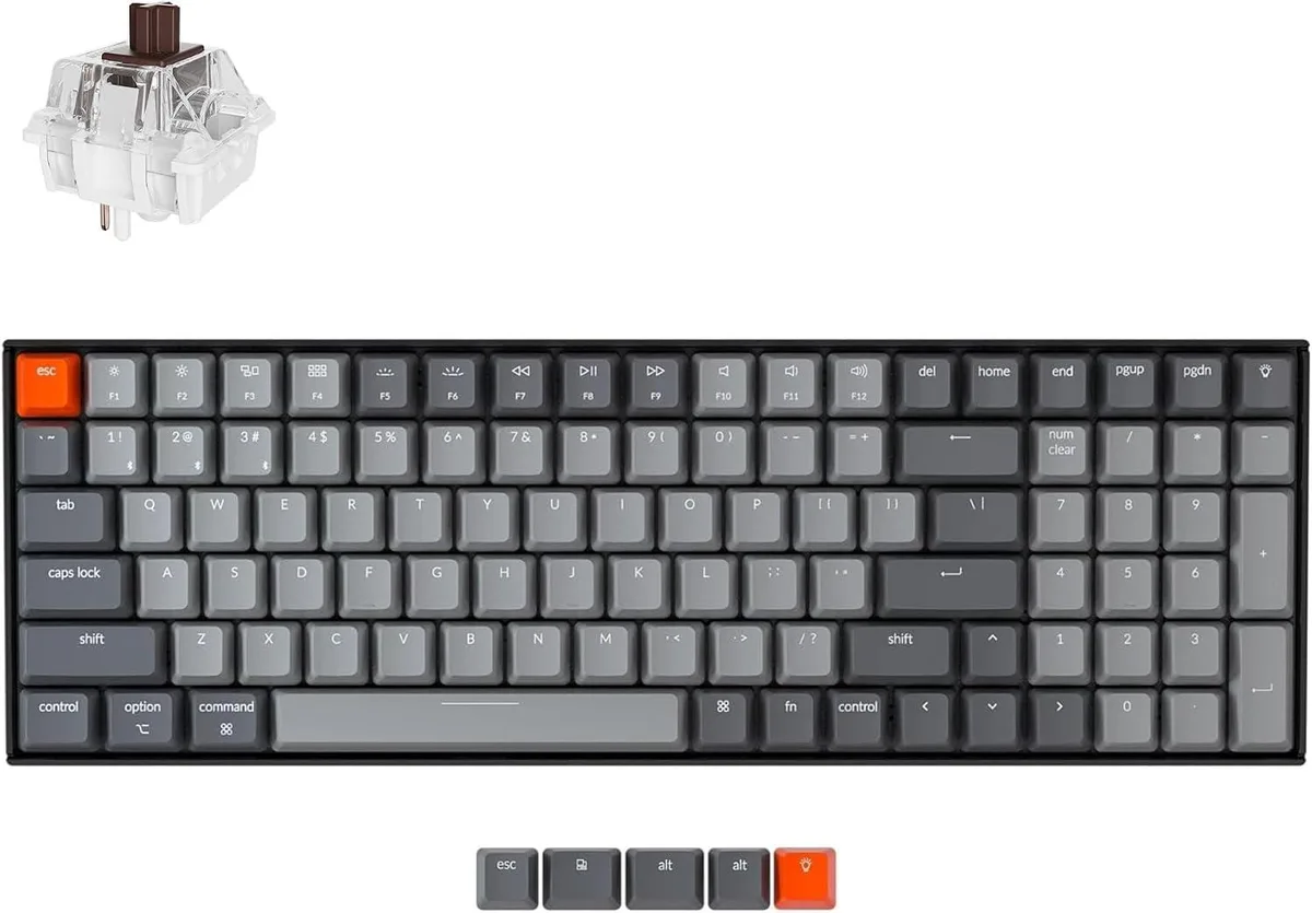 Compact 96% mechanical keyboard with white LED backlight and number pad