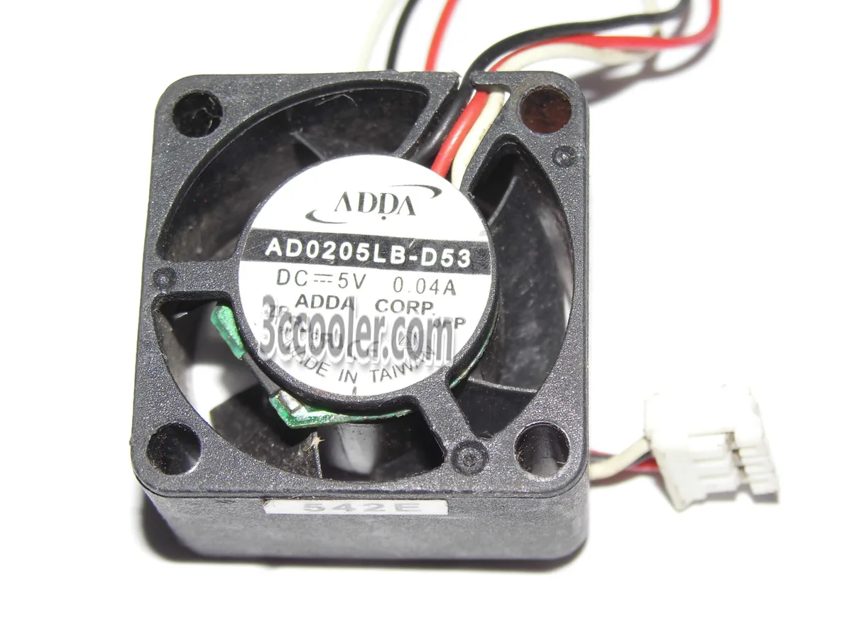 Square black micro fan 25x15mm with three-pin connector