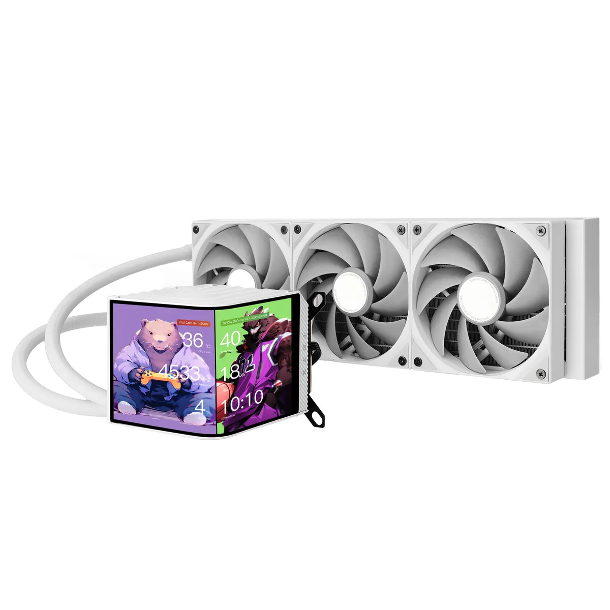 TRYX TRYX L-P360N-DS3M-G1W PANORAMA 360 White liquid cooler 360mm 6.67" AMOLED 320w TDP — product photo