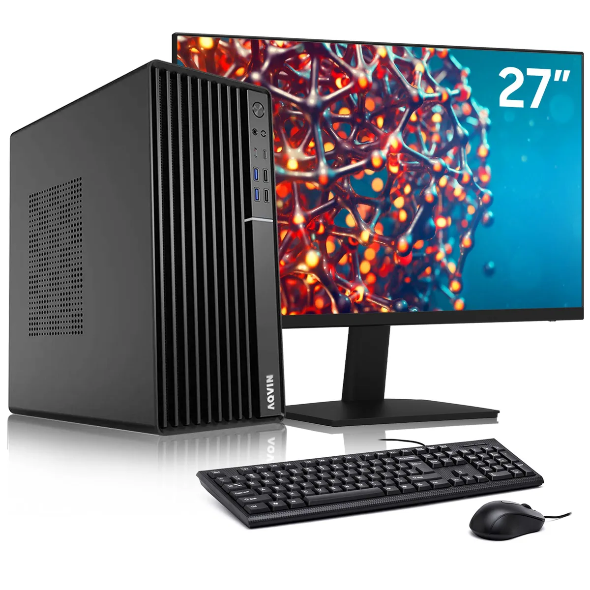AQVIN AQVIN MTX70 Business Desktop i5-8400 16GB 256GB NVMe 27" Monitor Win 11 Pro — produktbild
