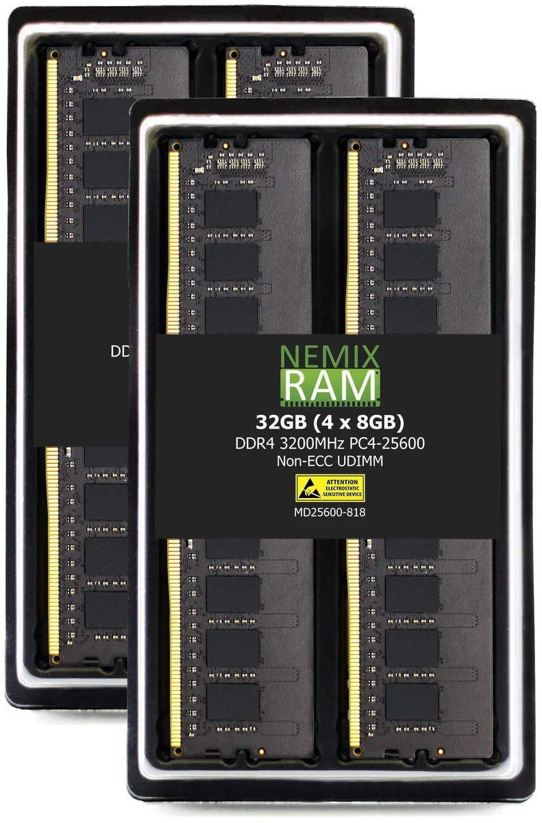 NEMIX RAM NEMIX RAM 32GB (4x8GB) DDR4 3200 CL22 1.2V 288-pin UDIMM desktop RAM — product photo