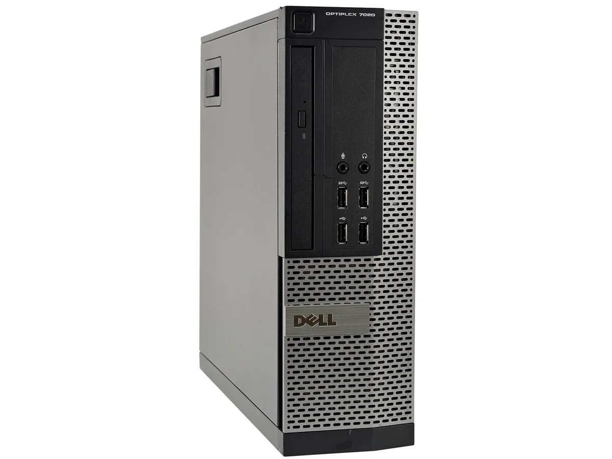 Small black-and-silver Dell OptiPlex 7020 desktop tower, refurbished