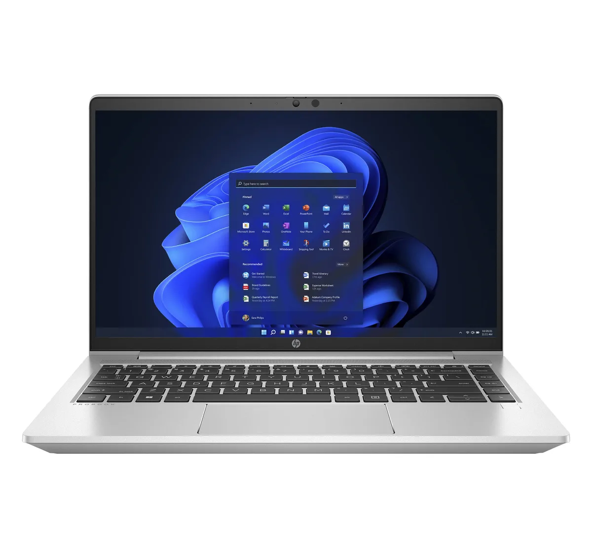 Silver HP 440 G8 clamshell laptop, 14 inch HD screen, Grade A condition