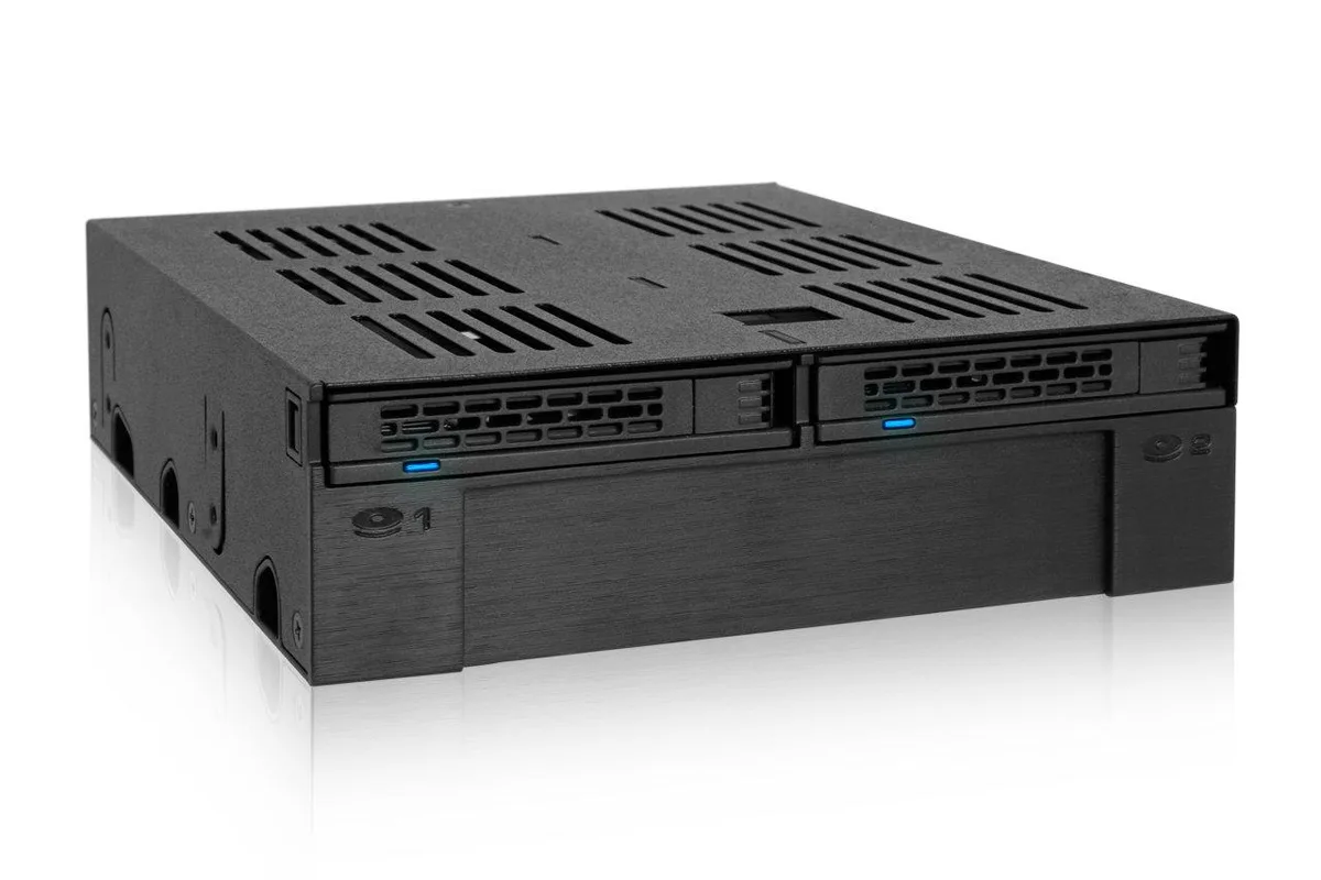 LORDWORLD LORDWORLD ExpressCage MB322SP-B 2 Bay 2.5 SAS/SATA Mobile Rack + 3.5 Slot for 5.25 Bay — product photo