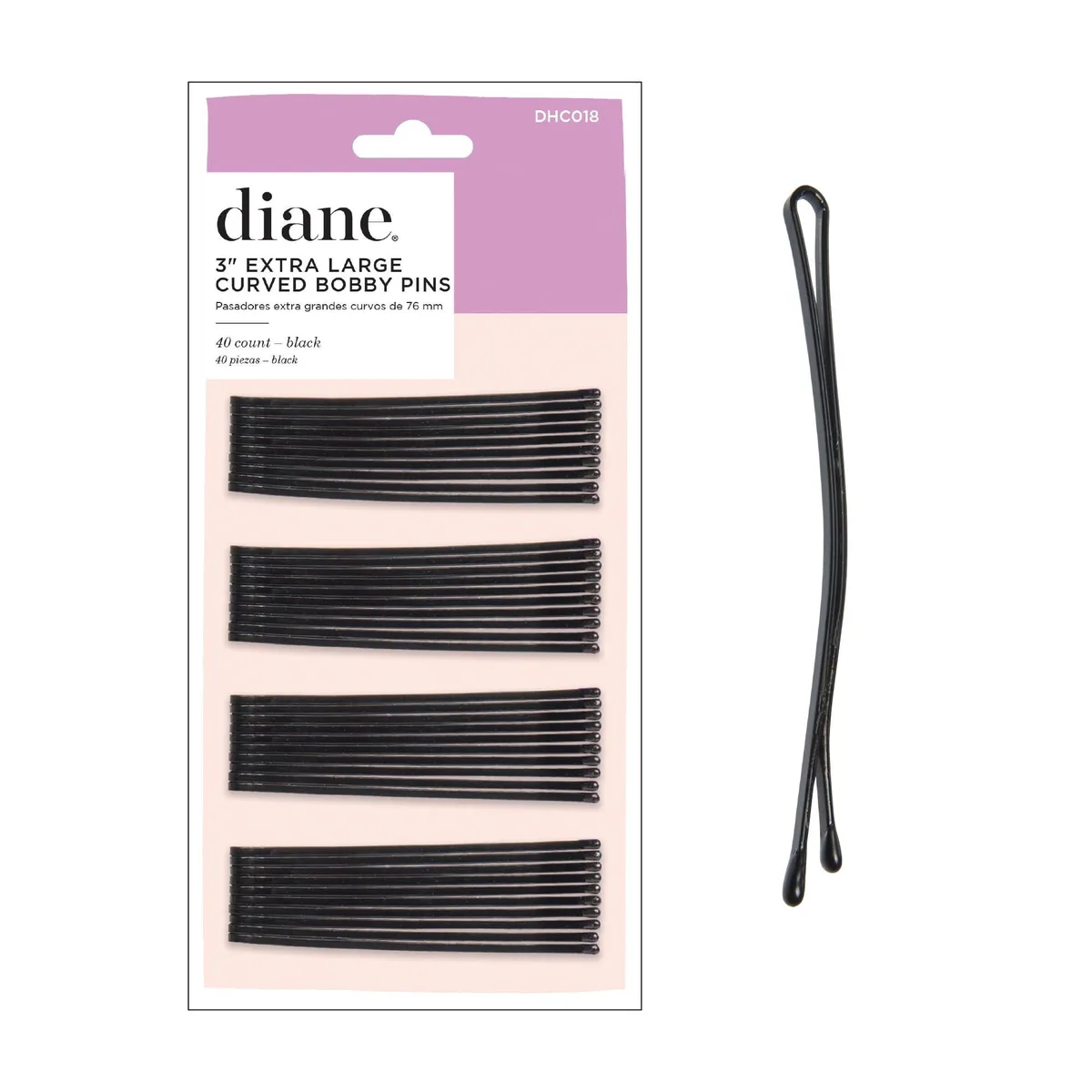  Diane DHC018 Curved Black Bobby Pins 40-count — fotografija proizvoda