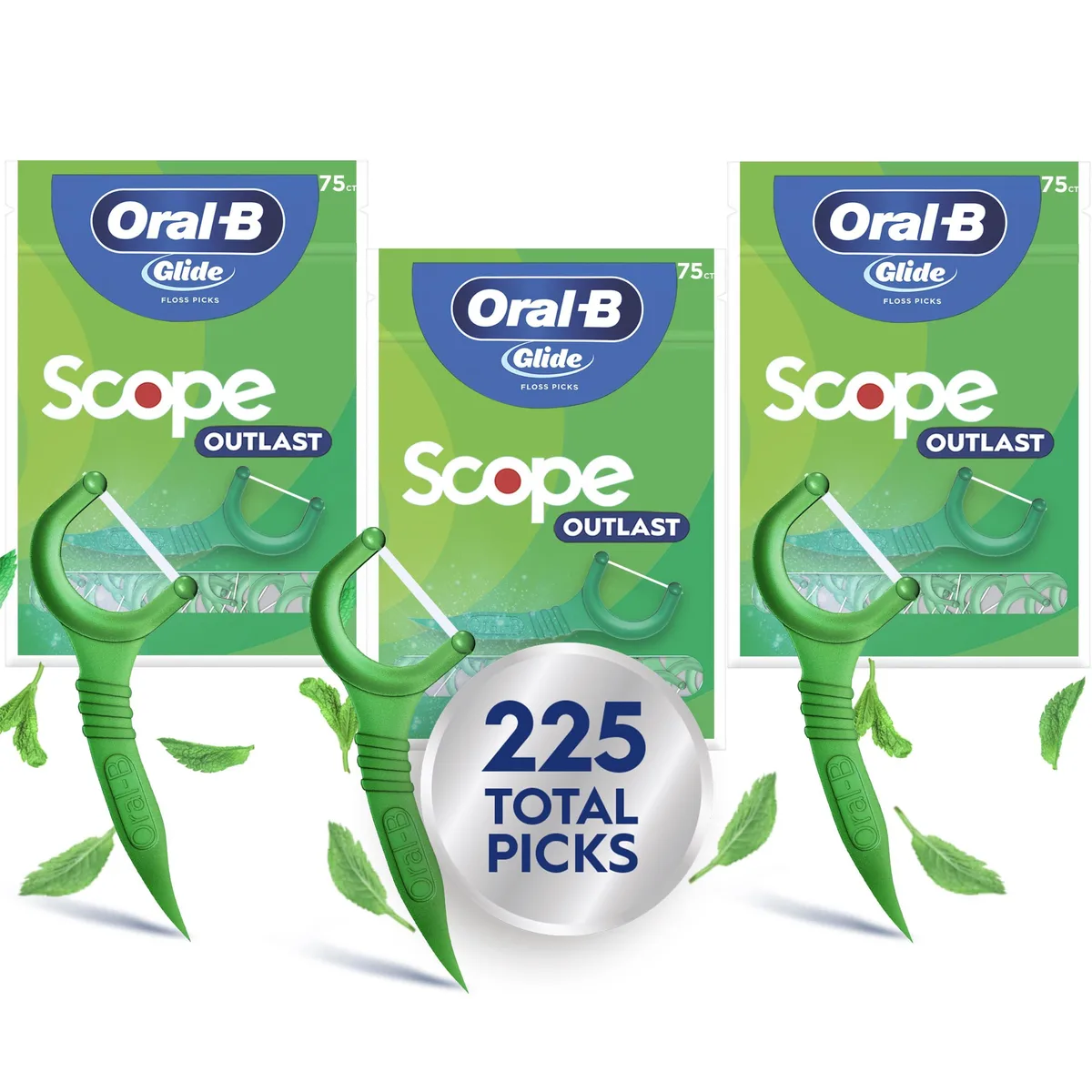  Oral-B 1070352019 Glide Mint Floss Picks Scope Flavor 75 Count Pack of 3 oral care — product photo