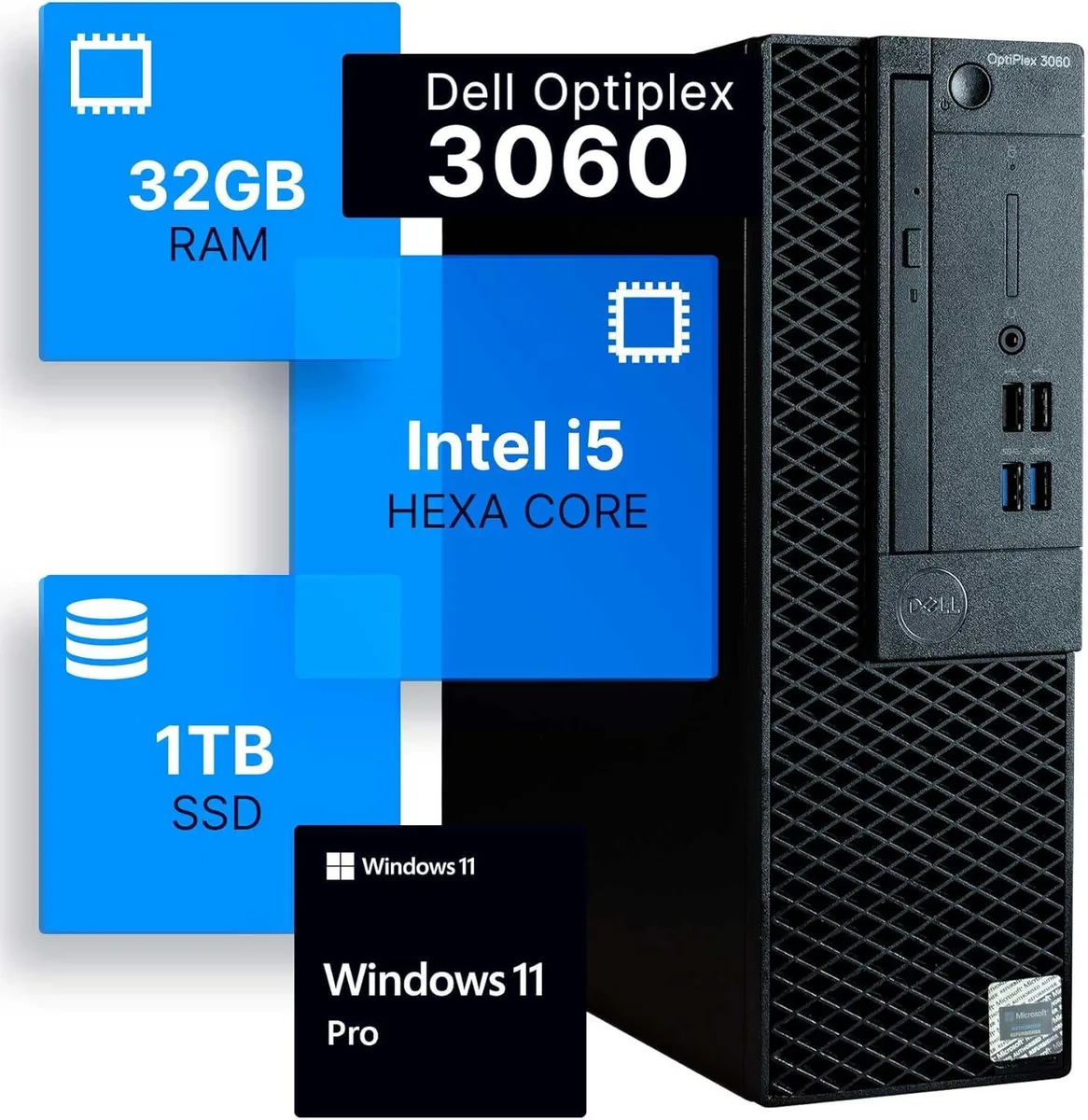 Black slim desktop tower, small form factor