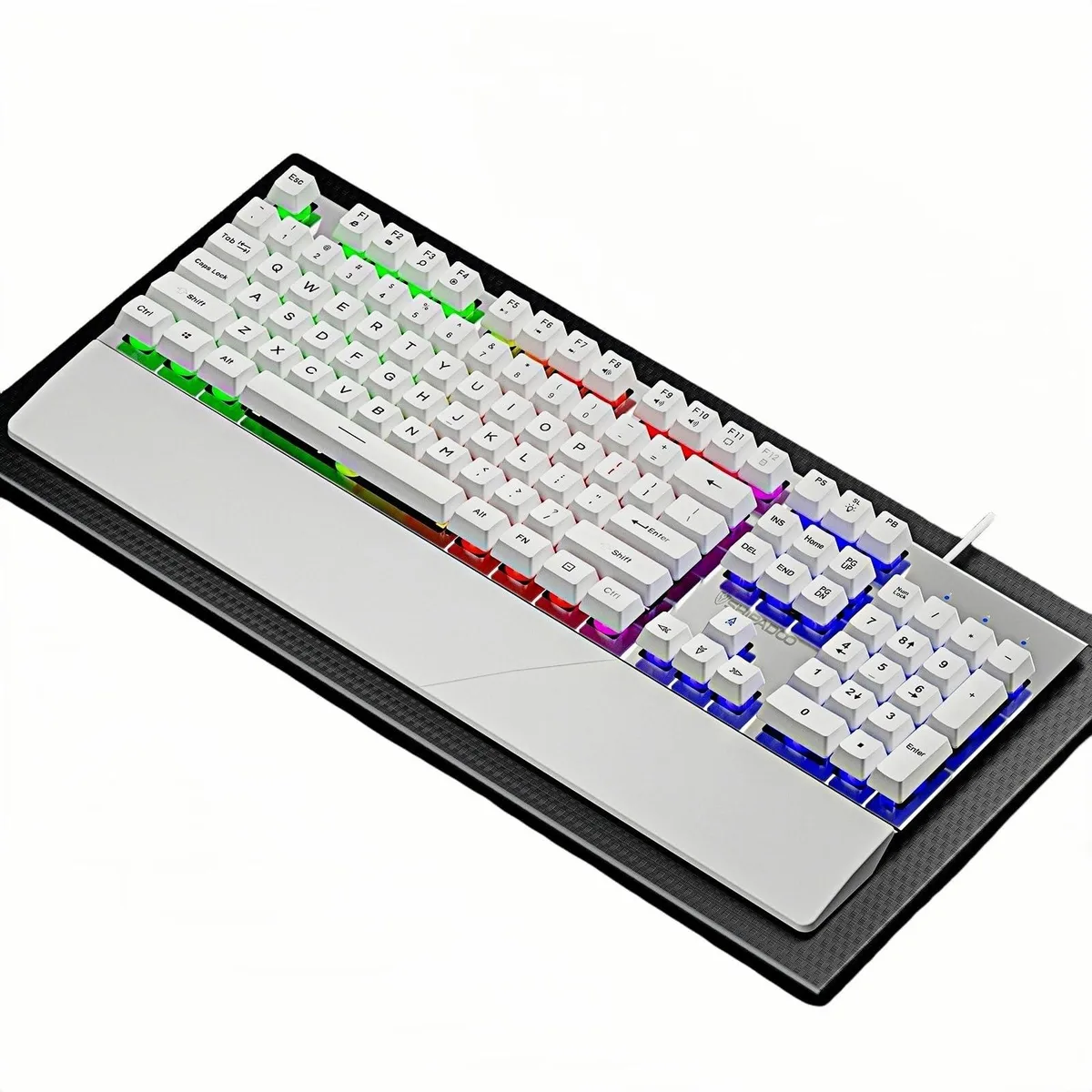 Guiheng 104-Key Wired Rainbow LED Gaming Keyboard (White) — 商品写真