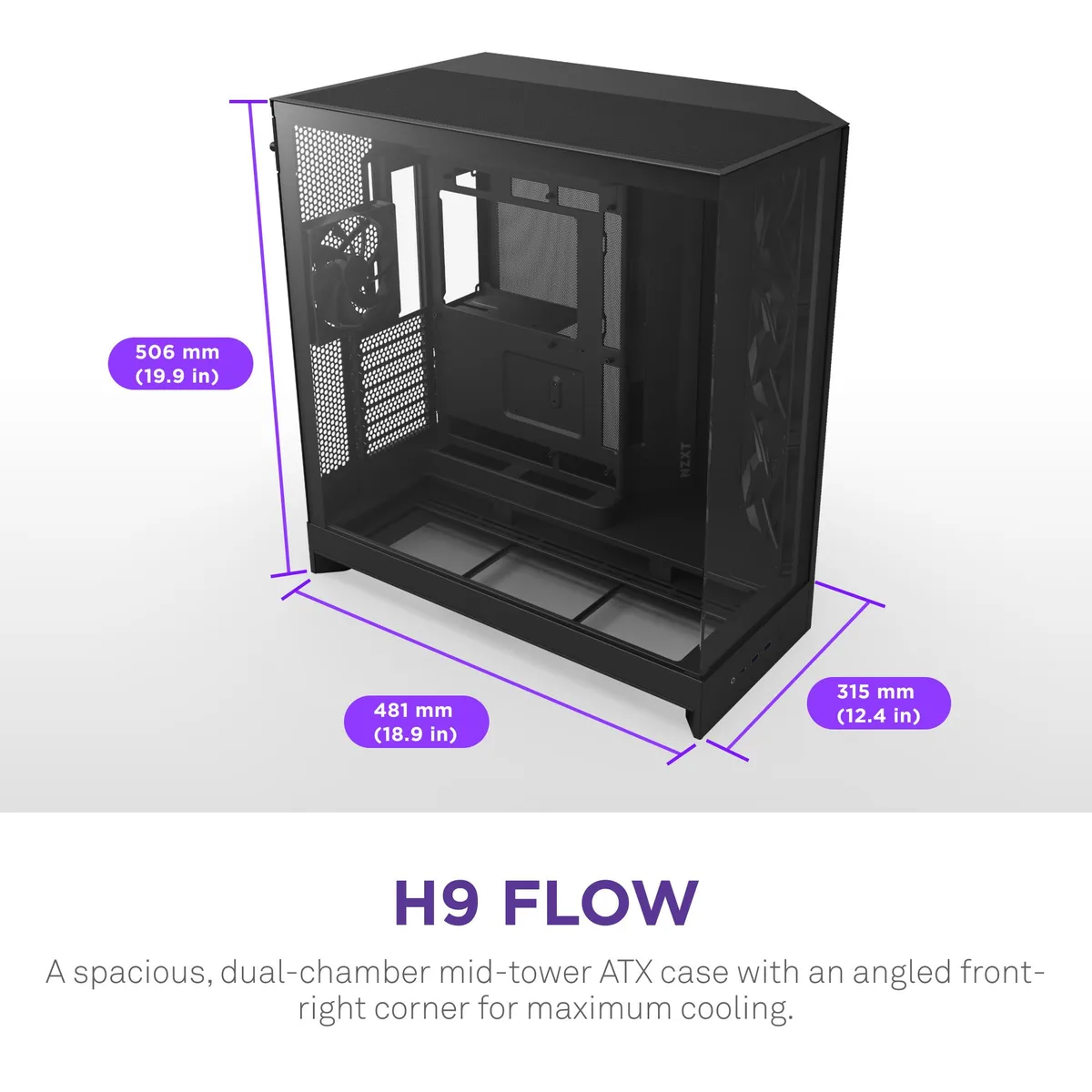 White mid-tower case with dual tempered glass panels and perforated steel front