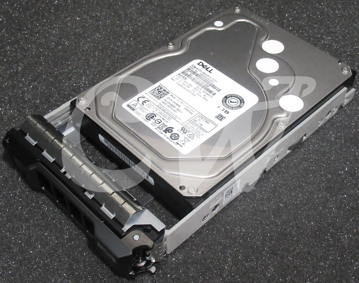 Silver 3.5 inch SATA hard drive with circuit board visible