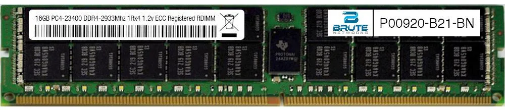 Green 288-pin DDR4 RDIMM module with black chips and gold contacts