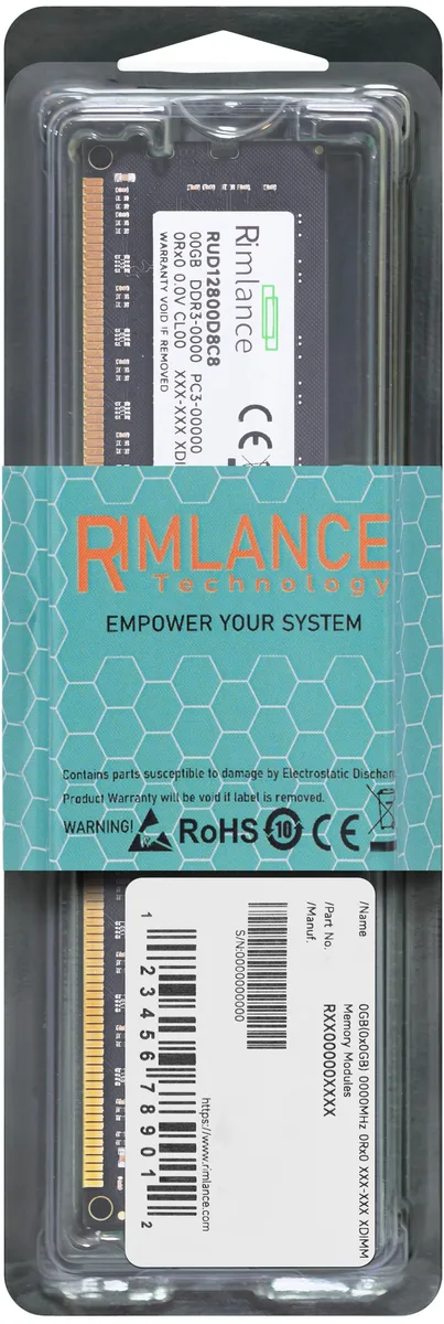 RIMLANCE RIMLANCE RUD12800D8C8 8GB DDR3L-1600 1.35V CL11 2Rx8 desktop RAM — photo du produit