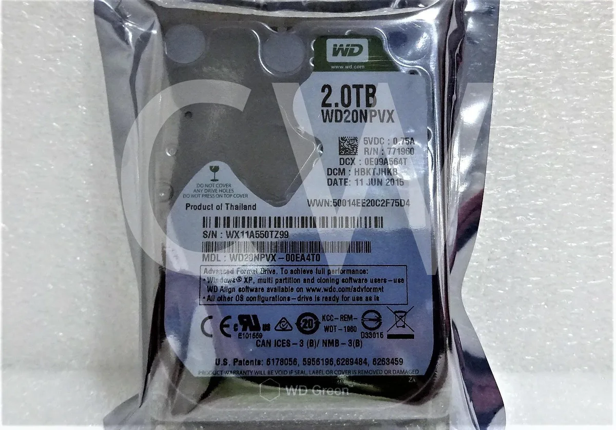 Silver 2.5 inch SATA hard drive with green label
