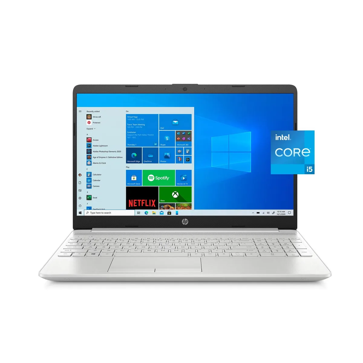 Silver HP 15.6 inch laptop with thin micro-edge display
