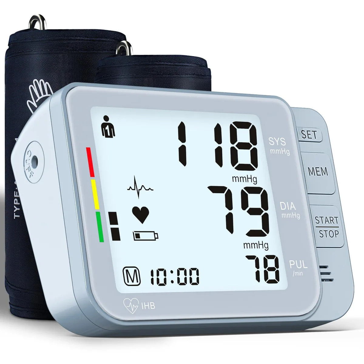  Double love BP369A blood pressure monitor electric blue 240 records 2 cuffs — produkto nuotrauka