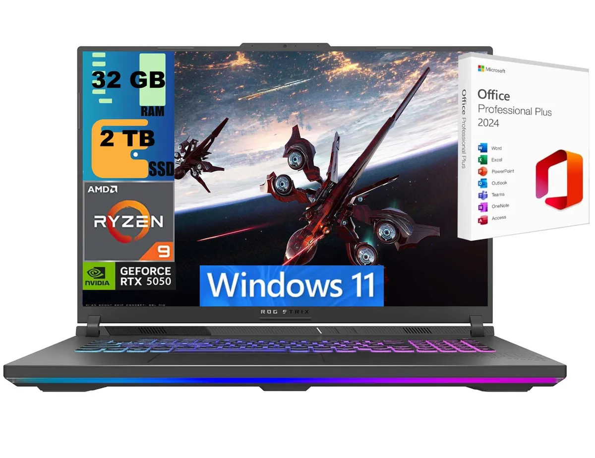 Black 18 inch gaming laptop with RGB backlit keyboard