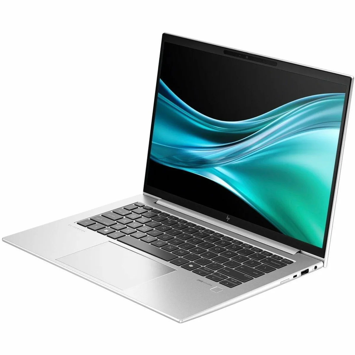 Silver 14-inch laptop with matte finish and compact keyboard