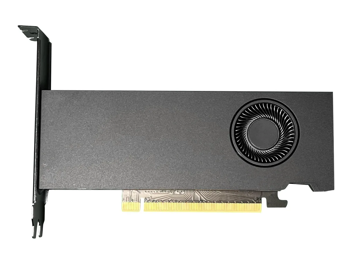 PNY RTX A2000 graphics card, dual-slot black cooler, four Mini DisplayPort outputs