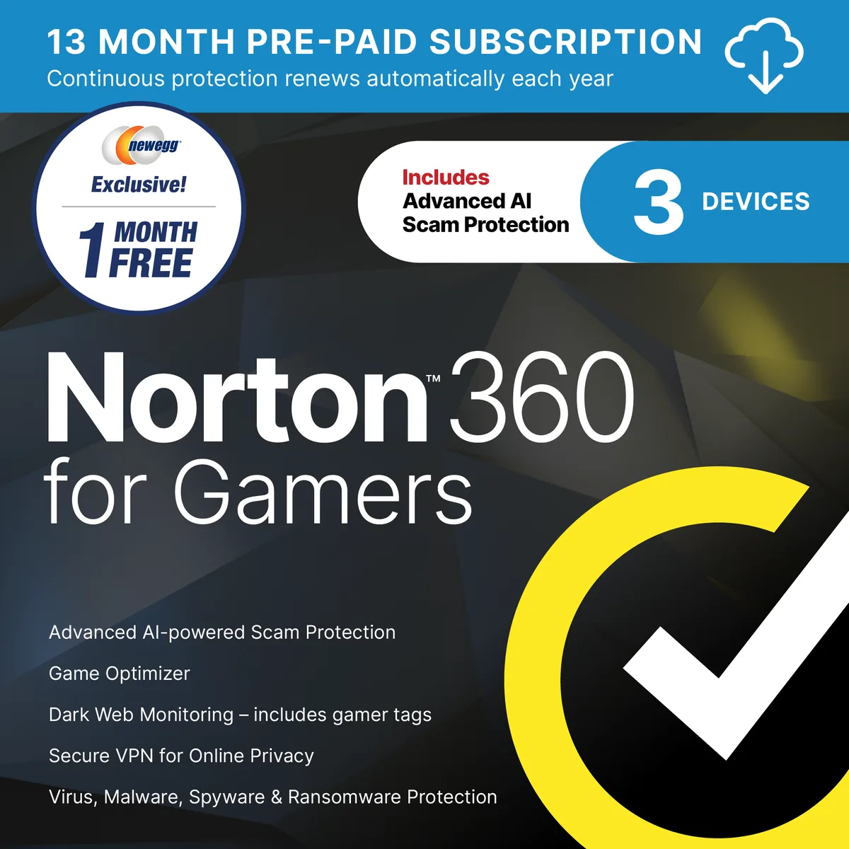 Norton Norton 360 for Gamers 21422082 3 Devices 13 Months internet security — product photo