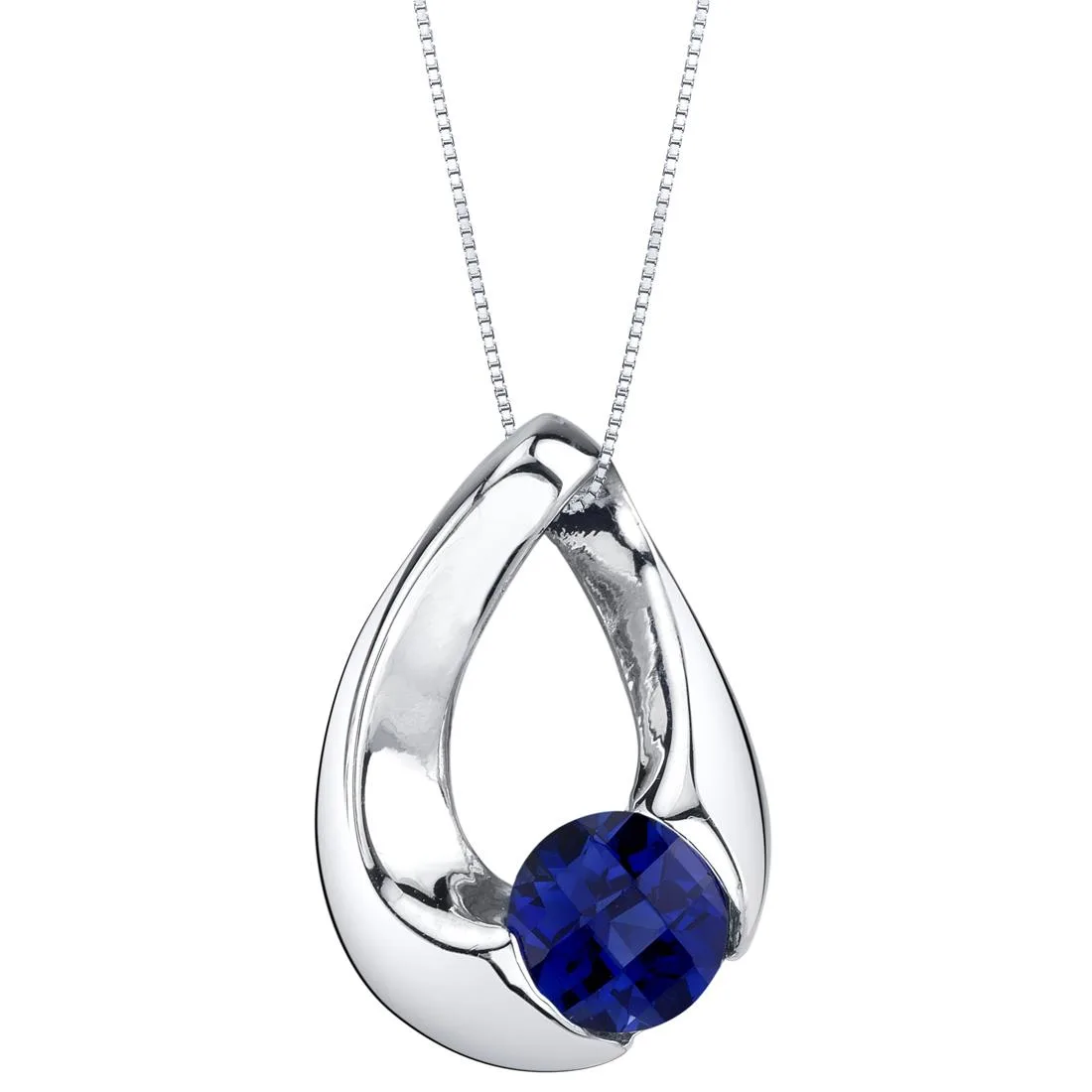 Oravo Oravo Created Sapphire Sterling Silver Slider Pendant Necklace 18" .925 — foto do produto